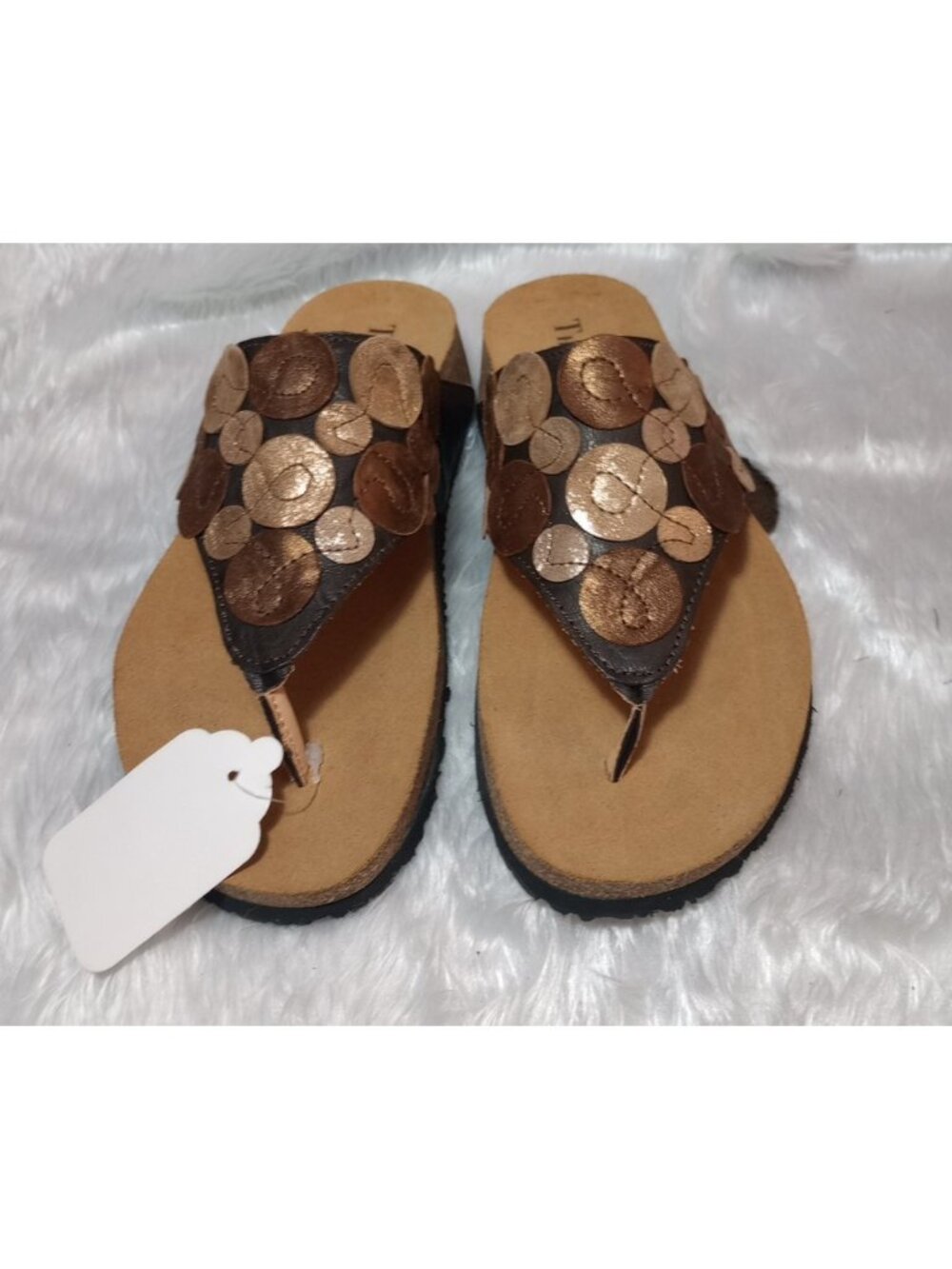 New Think!  Sandals Slide Slip on Comfort Cork Shoes Size 10  (EU 42)